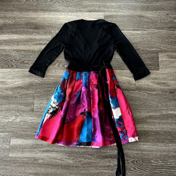 EUC Diane von Furstenberg Jewel Wrap Dress Silk & Wool Multicolor Skirt Sz 8 - Picture 4 of 16